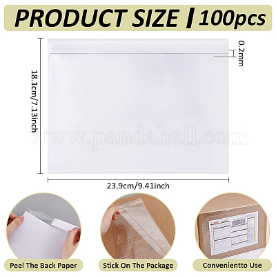 100 шт. прозрачные пластиковые самоклеящиеся пакеты для экспресс-конвертов AJEW-BC0007-51-1