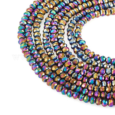 10 нить гальванических прозрачных стеклянных бусин EGLA-BW0001-02-1