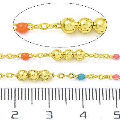 Цепочка из латунных эмалевых круглых бусин CHC-G022-07G-17-1