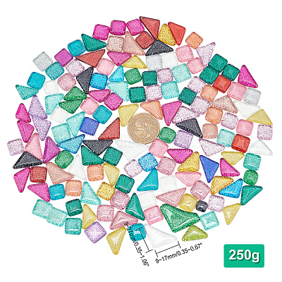 250 г смешанной формы с блестками в виде мозаичных плиток из стекла в виде кабошонов DIY-GA0003-68-1