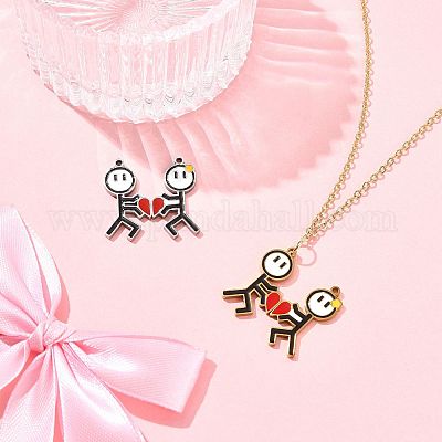 2 пара 2-х цветных магнитных подвесок ко Дню святого Валентина из нержавеющей стали 304 с эмалью STAS-FS0002-08-1