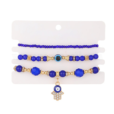 3 шт. 3 стиля набор браслетов на лодыжку из сплава и стекла в виде хамсы&nbsp;WH-WGE7A6B-01-1