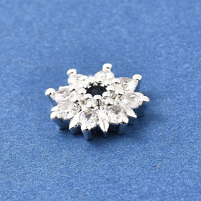 Колпачки для бусин из прозрачного кубического циркония в форме цветка из латуни KK-V008-08A-S-1