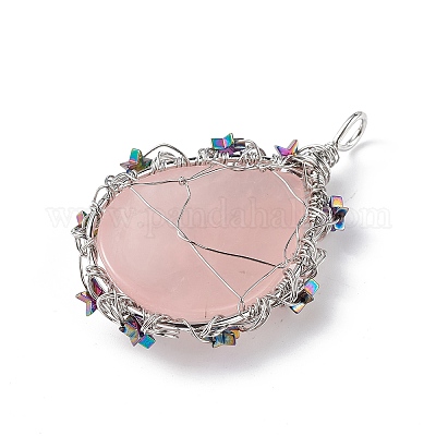 Естественно розового кварца большие кулоны G-L524-09P-01-1