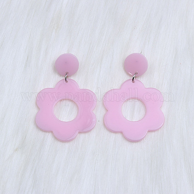 Цветок с плоскими круглыми непрозрачными акриловыми подвесками-серьгами FS-WG69462-03-1