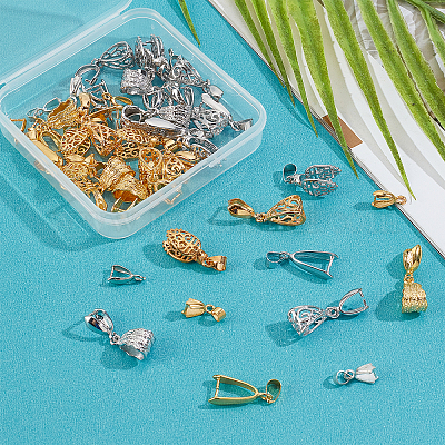 48pcs/Box Brass Ice Pick Pinch Bails For Pendants DIY Necklace Bracelet  Connectors Jewelry Making Findings Accessories Link