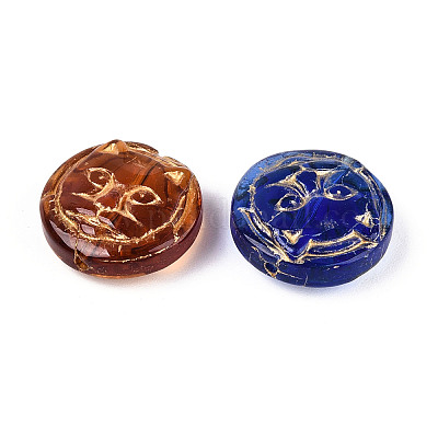 Плоские круглые стеклянные бусины в форме кошек GLAA-T025-47M-1