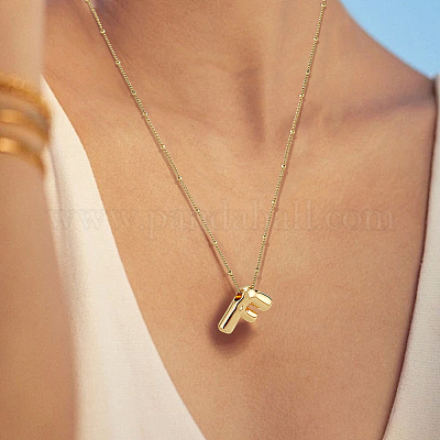 1 шт. латунная цепочка с подвесками в виде букв из сплава NJEW-LP0001-41F-G-1