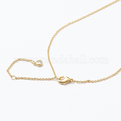 Ожерелья с подвесками из латуни с прозрачным кубическим цирконием NJEW-J059-01M-1