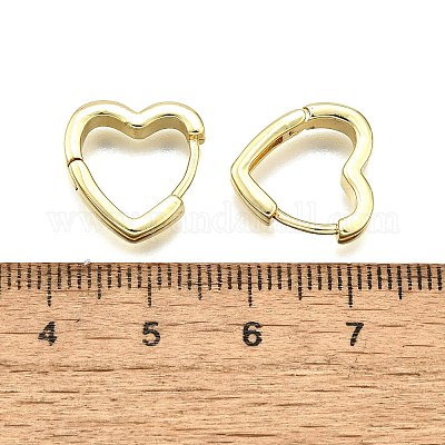Серьги-кольца из латуни в форме сердца EJEW-H157-05G-1