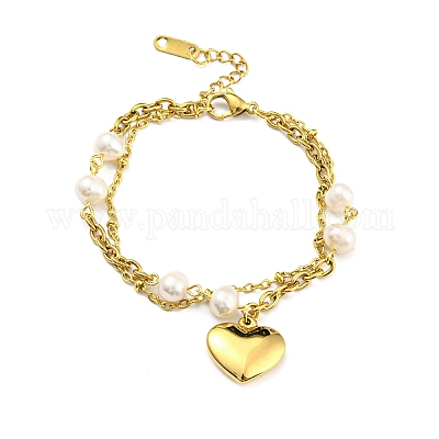 Двухслойный многорядный браслет из нержавеющей стали 304 с вакуумным покрытием PVD BJEW-Z016-05G-1