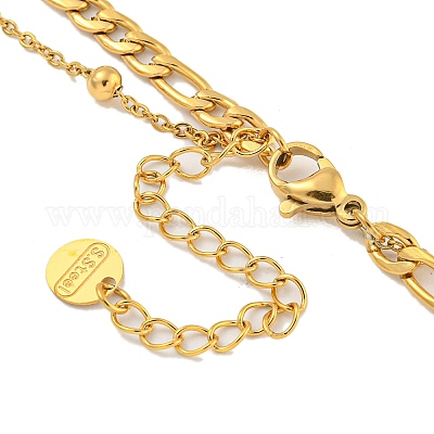 Двухслойные ожерелья из нержавеющей стали 304 NJEW-P311-01D-G-1