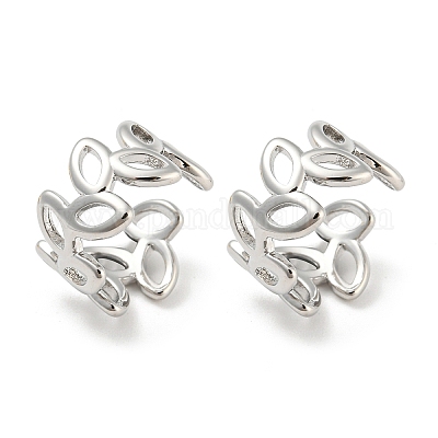 Серьги-каффы из латуни с полыми листьями и ветками EJEW-I300-07P-1