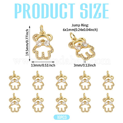 10 шт. латунные подвески с кубическим цирконием KK-TA0002-13-1