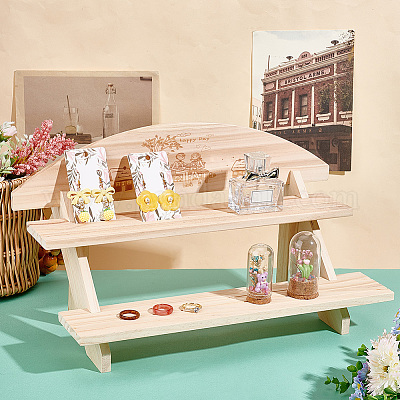 2-уровневая деревянная подставка для растений в стиле «сделай сам» ODIS-WH0299-11B-1