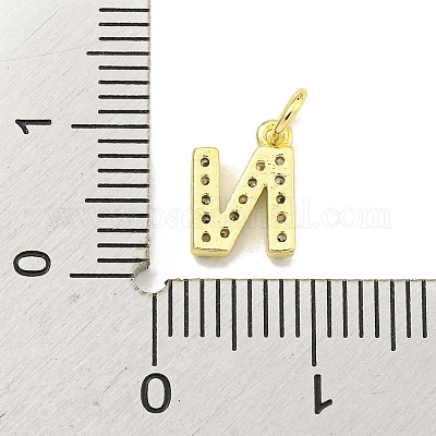 Подвески из латуни с буквами микро паве и прозрачным кубическим цирконием KK-K354-06G-N-1