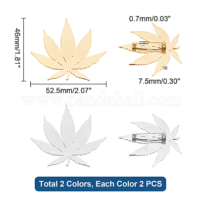 4шт брошь в виде листа 2-х цветов STAS-UN0034-82-1