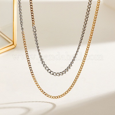 Двухслойные витые цепочки из нержавеющей стали 304 для женщин NJEW-K288-03GP-1