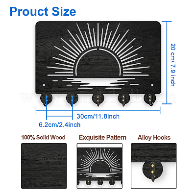 Настенные вешалки из дерева и железа HJEW-WH0055-228-1