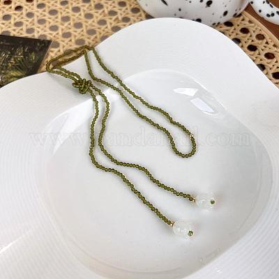 Ожерелья-лариаты из стеклянных бус с цветком VX1861-1