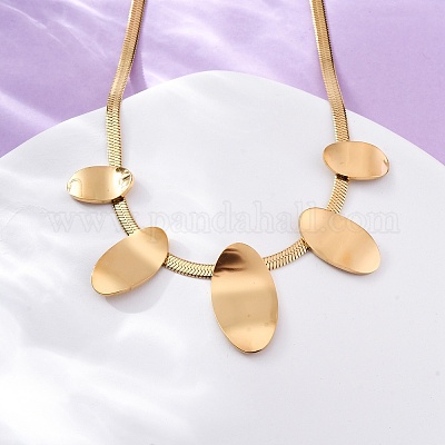 Овальные нагрудные ожерелья из нержавеющей стали 304 NJEW-R026-29G-1