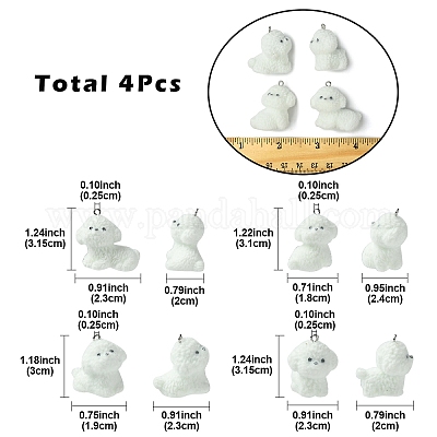 4стиль 4 шт. подвески в виде милых щенков из флокированной смолы RESI-YW0003-43A-1