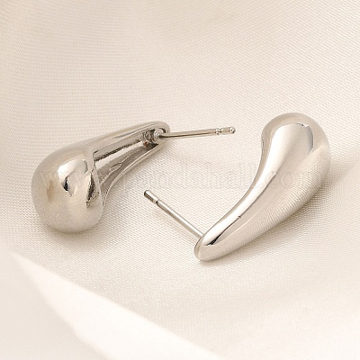 Серьги-гвоздики из латуни в форме капли с покрытием стойки EJEW-H143-18P-01-1