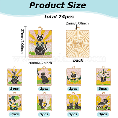 24шт 8 подвески из сплава ситила с эмалью прямоугольной формы ENAM-HY0001-43-1