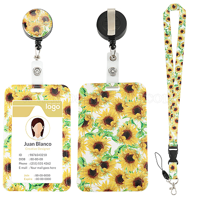 Wholesale CRASPIRE Yellow Sunflowers ID Card Badge Holder Lanyards Sets  Flower Retractable Badge Reel Clip Keychain Rectangle Clear ID Window  Floral Detachable Neck Hang Strape for Women Teacher Doctors Nurse 