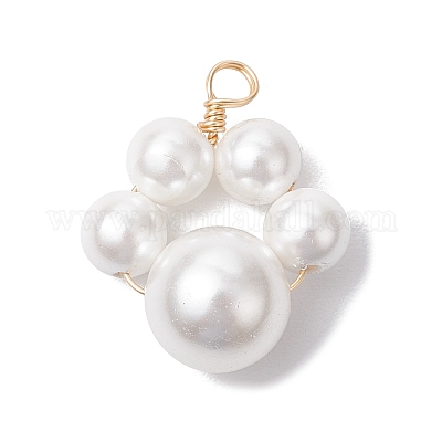 3 шт. подвески из ракушек и жемчуга в медной проволоке двух размеров PALLOY-JF02984-1