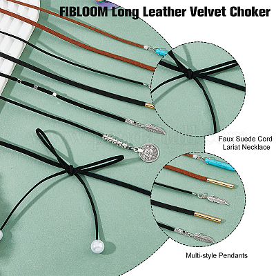 8 шт. набор из 8 стилей ожерелий-лариатов из искусственной замши и нейлонового шнура NJEW-FI0001-32-1