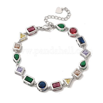 Браслеты из латуни с микропаве и фианитами для женщин BJEW-P358-03P-1