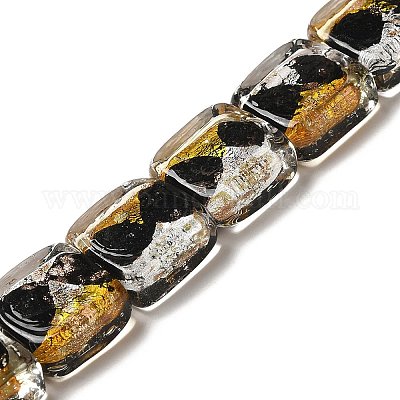 Бусины ручной работы из золотой и серебряной фольги в технике лэмпворк FOIL-C001-01B-09-1