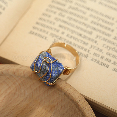 Кольца-манжеты из сплава с проволочной обмоткой из натурального лазурита FS-WGA7830-17-1