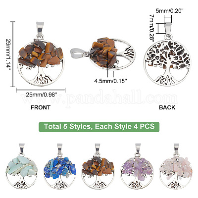 4 комплект подвесок из 5 стилей из натурального камня G-PH0001-99-1