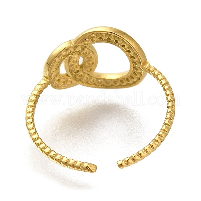 Ионное покрытие (ip) 304 нержавеющая сталь открытые манжетные кольца компоненты RJEW-U017-18G-1