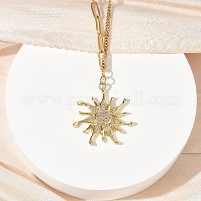 Ожерелья с подвесками из нержавеющей стали 304 с микропаве из прозрачных кубических цирконий для женщин NJEW-Z103-01G-08-1