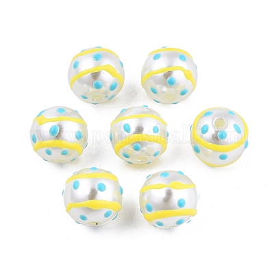 Точечный узор непрозрачный абс-пластик имитация жемчуга эмаль бусины KY-G020-02D-1