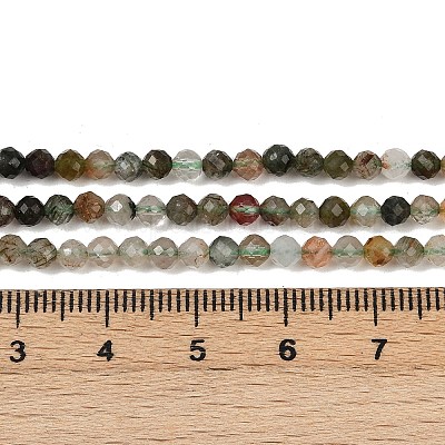 Нити бусин из натурального зеленого рутилированного кварца G-RM241221-B47-1