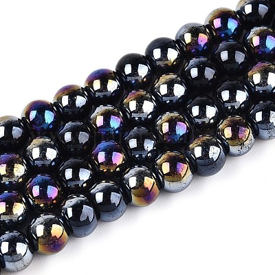 Гальванические непрозрачные стеклянные бусины GLAA-T032-P6mm-AB01-1