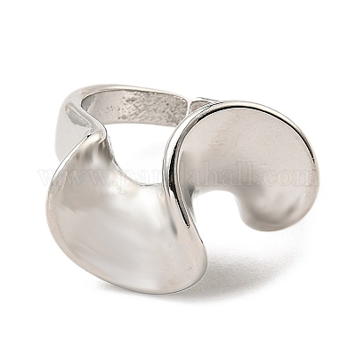 Латунные открытые манжеты для женщин с покрытием Twist Wave Rack RJEW-G294-07P-1