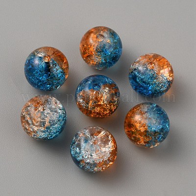 Двухцветные прозрачные стеклянные бусины с кракле GLAA-WH0038-15B-1