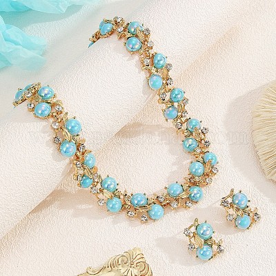 Комплекты из круглых бусин и серег-гвоздиков из сплава FS-WGD3AFB-01-1