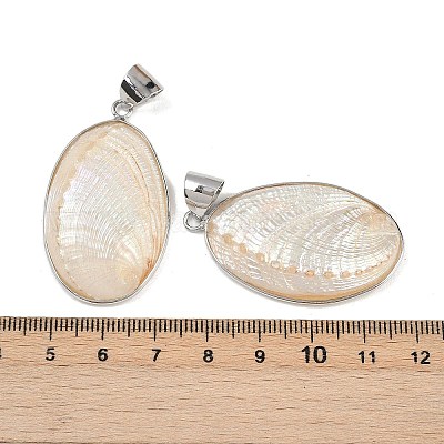 Большие подвески из натуральной белой ракушки-ушка SSHEL-B003-03P-1