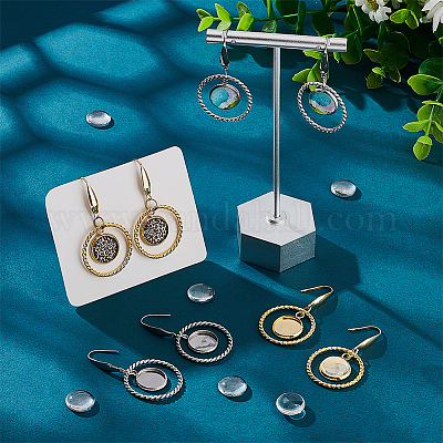 12 пара двухцветных стеклянных пустых сережек с куполом EJEW-AB00020-1