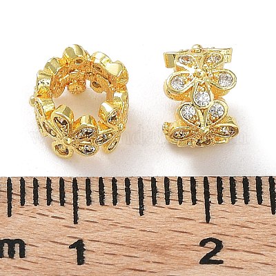 Реечное покрытие латунь микро паве прозрачный кубический цирконий европейские бусины KK-B078-05G18-1