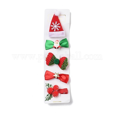 Рождественская тема ткань фетр ткань заколка для волос аллигатор OHAR-R100-01D-1