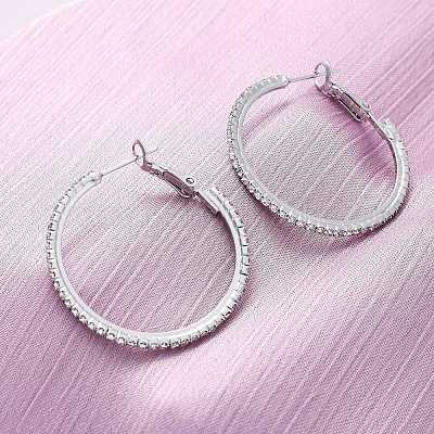 Латунные микро проложить серьги стержня кубического циркония EJEW-R025-32P-1