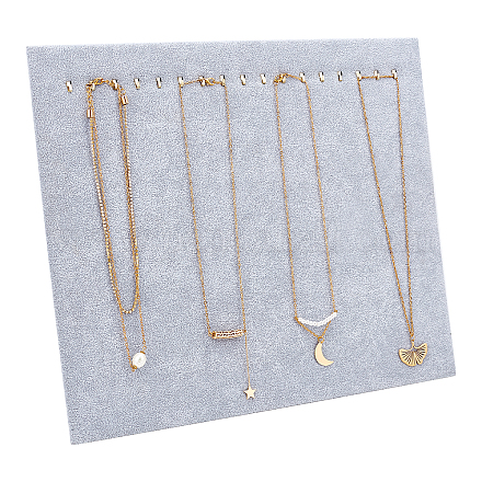 Fingerinspire серая бархатная цепочка для ожерелья с 17 крючком 37x30x10 держателя для ожерелья прямоугольная подставка для ожерелья органайзер для ожерелья для шоу NDIS-WH0010-02A-1