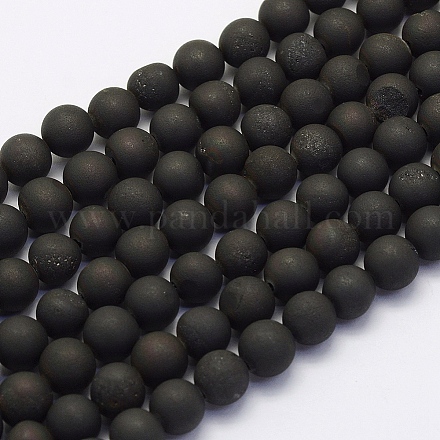 Chapelets de perles en agate druzy naturelle électrolytique G-G708-12mm-09-1